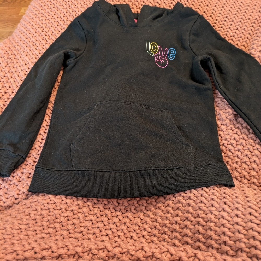 Cat & Jack Black Hoodie with Multicolor Love Graphic